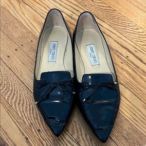 Jimmy Choo Blue Gemma Patent Leather Flats
